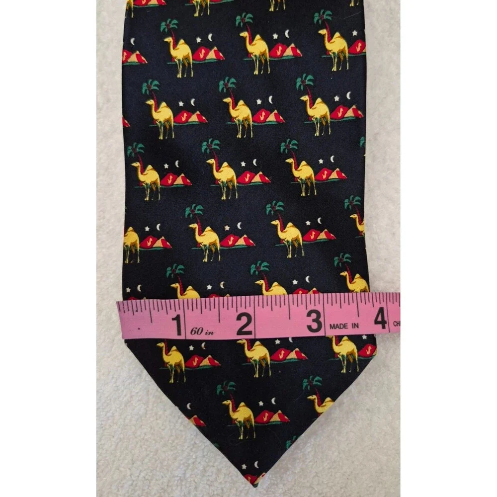 Como House Italy Men's Tie Camels Palm Tree Desert Luxury 100% Silk